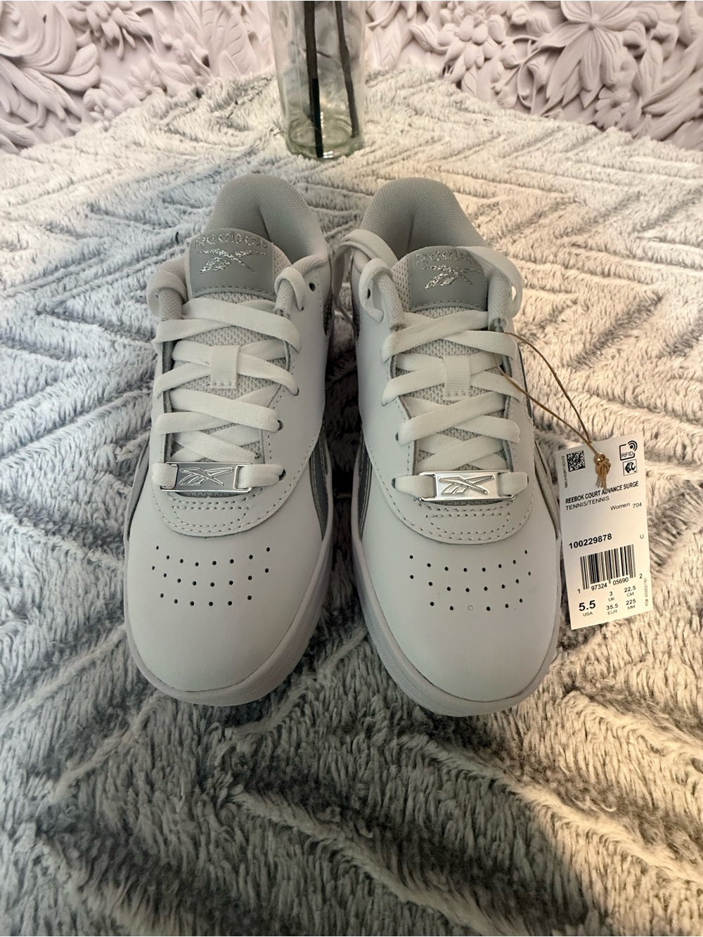 Reebok Kids White with Silver Accent Platform Sneakers - Picture 10 of 10